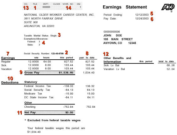 Sample Pay Statement